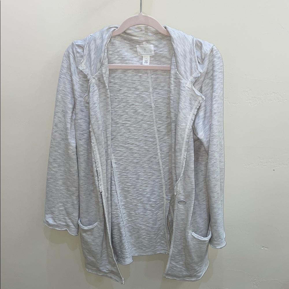 Light Gray Hooded Blazer Cardigan